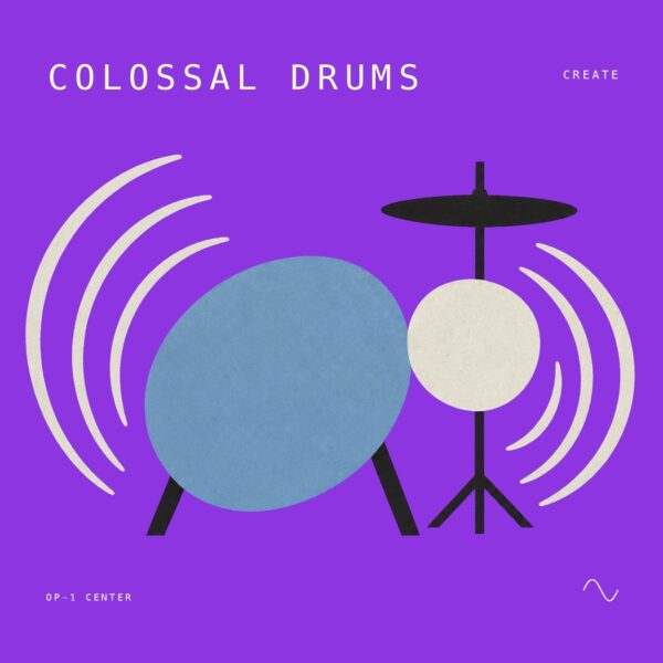 Colossal Drums sample pack cover art for the Teenage Engineering OP-1